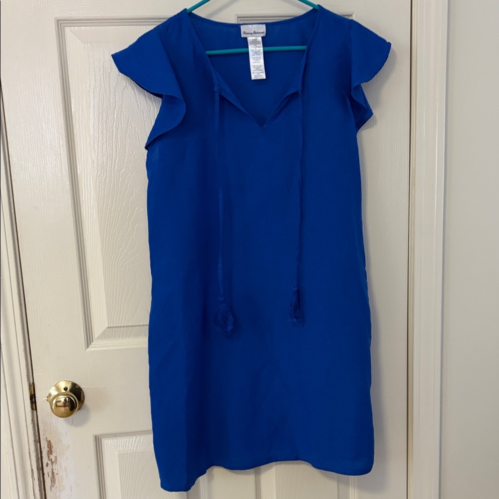 Tommy Bahama Vibrant Blue Mini Dress, size M , linen blend
